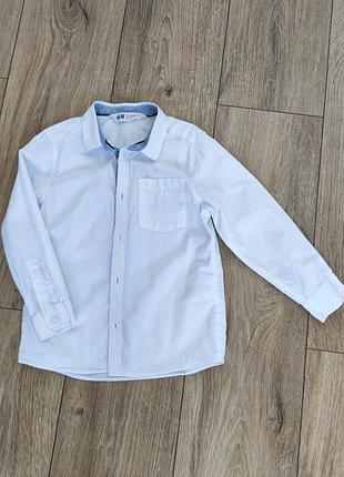 Белая хлопковая рубашка для мальчика, 110 размер, h&amp;m