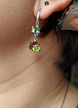 Серьги серебяные с кристаллами swarovski