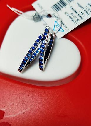 Оригинальные серебряные серьги с фианитами, 32 камня
