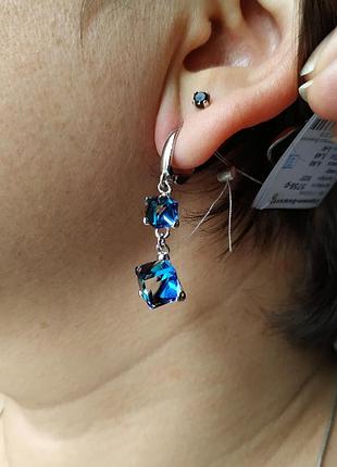 Серьги серебяные с кристаллами swarovski