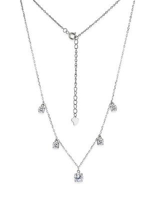 Серебряное колье в белых фианитах, размер 40 см x 0,1 см, вес: 3.0 г