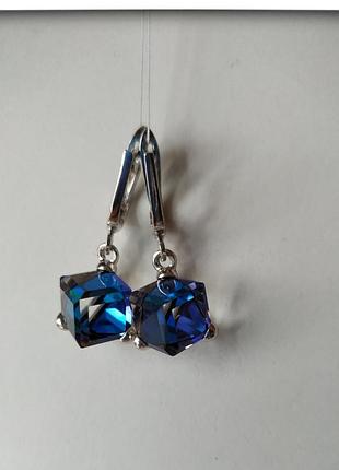 Серьги серебяные с кристаллами swarovski