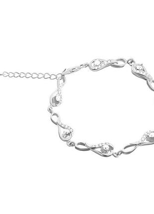 Серебряный браслет с фианитами, размер 16 см x 5 см, вес: 6.2 г