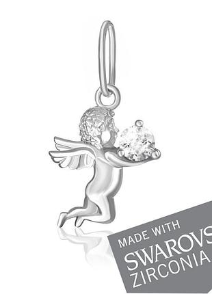 Серебряная подвеска, кулон с цирконием swarovski zirconia п2с/365