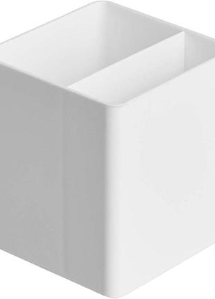 Органайзер для ручок amazon basics plastic organiser pen pot білий пластиковий 2 відсіки настільний 8.4×8.4×9.9 см