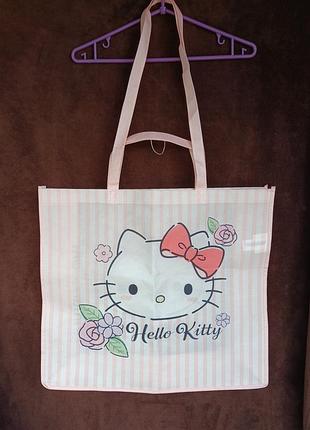 Сумка шопер розовая hello kitty,  большая