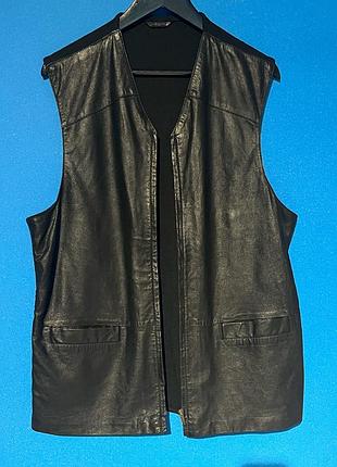 Кожаный жилет von ehr натуральная кожа, унисекс m–l oversize, испания