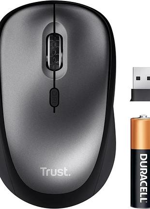 Мышь trust yuki 25335 черная бесшумная беспроводная амбидекстрная 800/1600 dpi usb приемник батарея в