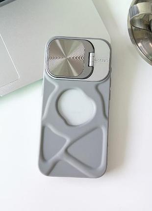Чохол для iphone 13 grey silicone із захистом камери та підставкою 3