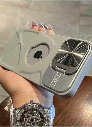 Чохол для iphone 13 grey silicone із захистом камери та підставкою 2