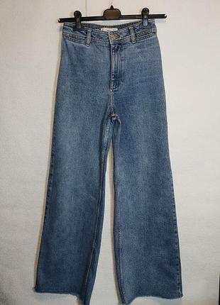 Джинсы mango, wide-leg широкие, высокая посадка, размер eur 32, синие