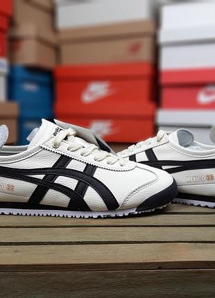 Asics onitsuka tiger mexico 66 cream black gold молочные с черным