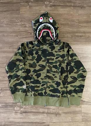 Bape camo shark full zip hoodie green наличие уточнять в лс