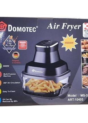 Аерофритюрниця зі скляною чашею 7л domotec ms 3228 чорна top shop ua_