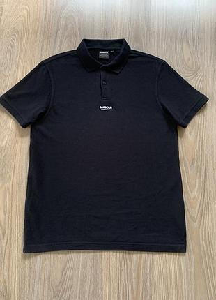 Мужская чёрная хлопковая поло barbour international formula polo