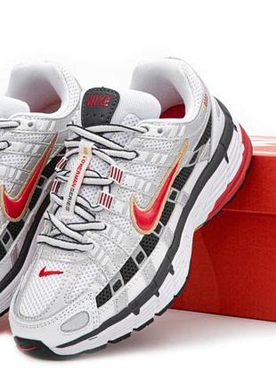 Спортивные кроссовки nike p-6000 white grey red