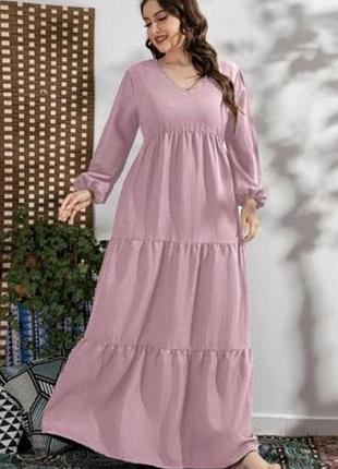 Ярусное с объемными рукавами платье 👗 большого размера