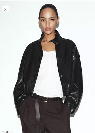 Куртка бомбер zara из нимочичиной эко кожа
