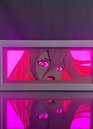 Многослойный ночник лампа аниме chainsaw man человек-бензопила светильник взгляд макима rgb