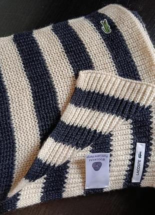 Оригінальний довгий шарф lacoste (100% вовна, 250см завдовжки, 25см у ширину)