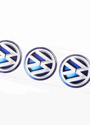 Наклейка на ковпак 70 мм силікон volkswagen синя "автограф" (4 шт.)
