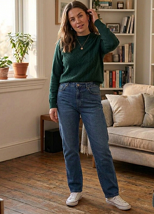 Сині базові прями джинси моми moms jeans 24-25 xs-s