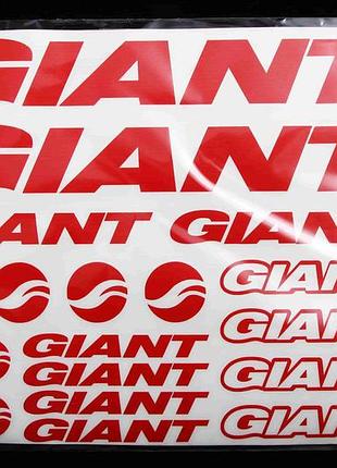 Наклейка набор на велосипед "giant" красный