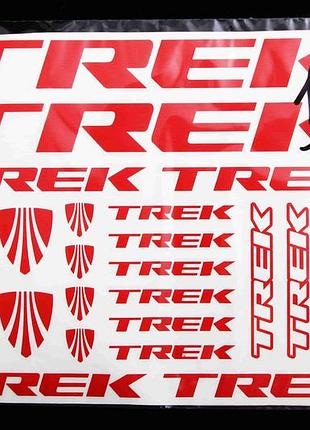 Наклейка набор на велосипед "trek" красный