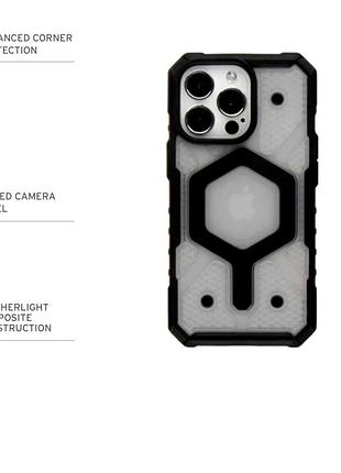 Чехол tpu+pc armorhex magnetic case для iphone 12 pro max противоударный прозрачный черный с защитой камеры 7