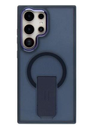 Чохол tpu+pc протиударний із магнітною підставкою для samsung galaxy s25 ultra 5g із захистом камери синій