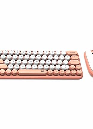 Бездротова клавіатура та миша fantech go wk896 персиковий 65 клавіш bluetooth usb адаптер abs пластик