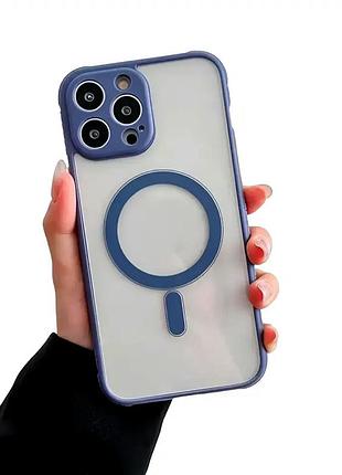 Чехол силиконовый для iphone 12 pro max прозрачный защита от ударов совместим с magsafe цвет sierra blue