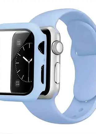 Ремешок silicon glass для apple watch 38mm 40mm силиконовый защита комфорт ice blue