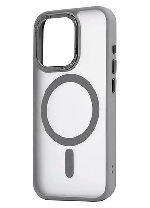 Чехол силиконовый для iphone 14 pro max противоударный серый с защитой от ударов и царапин magsafe