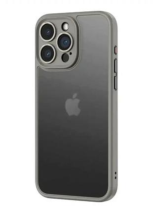 Чехол противоударный для iphone 15 pro max серый с защитой объектива и от падений для активных пользователей