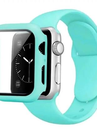 Ремешок для apple watch 41 мм силиконовый стеклянный для активного отдыха series 7 4 3 мятный зеленый