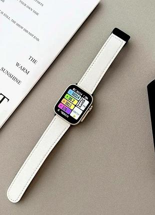 Ремешок для apple watch 42 44 45 49 мм кожаный для мужчин и женщин белый