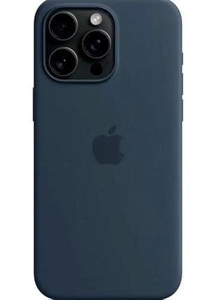 Силіконовий чохол для iphone 15 pro max dark blue захист від подряпин і падінь із мікрофіброю всередині