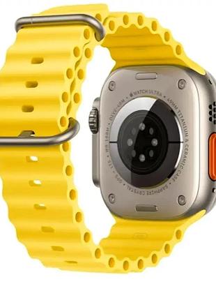 Ремешок ocean band для apple watch 42 44 45 49 мм резина для активного отдыха желтый