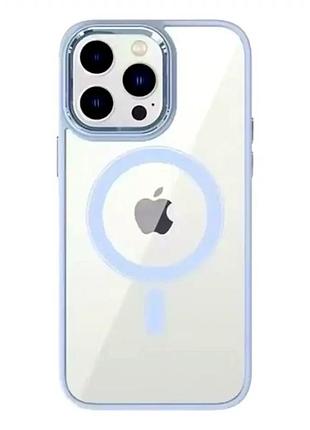 Чехол силиконовый для iphone 15 plus прозрачный с magsafe защита от ударов sierra blue