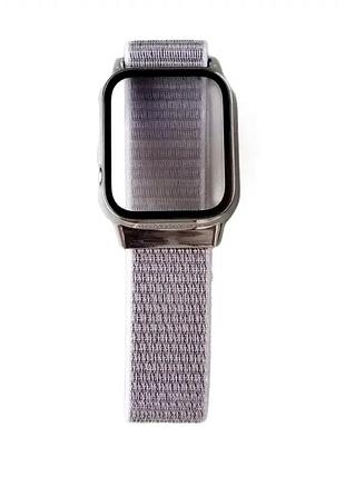 Ремешок nylon для apple watch 42 44 45 49 мм защита комфорт для активных пользователей серый