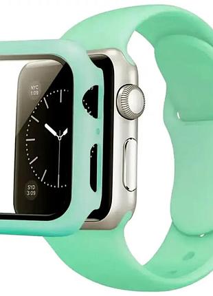 Ремешок для apple watch 38mm 40mm силиконовый и стеклянный для спорта повседневного использования мятный