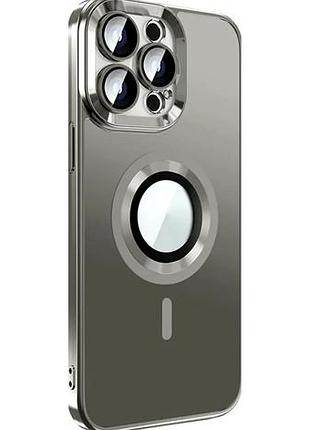 Чехол противоударный для iphone 16 pro max серый матовый с magsafe защита от ударов и царапин