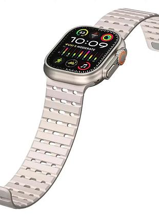 Силиконовый ремешок для apple watch 42 44 45 49 мм двухцветный для спорта и повседневного использования