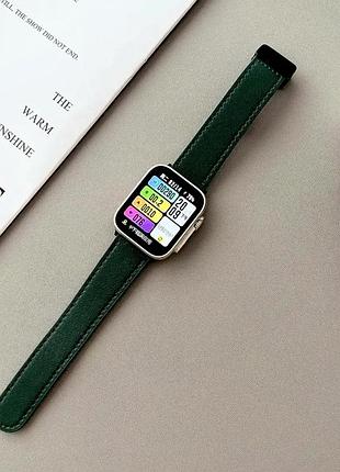 Ремешок для apple watch 42 44 45 49 мм кожаный комфортный прочный для мужчин и женщин зеленый