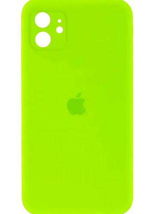 Силіконовий чохол для iphone 16 pro протиударний захист камери неоновий зелений