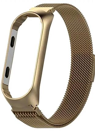 Ремінець металевий для фітнес трекера захист комфорт xiaomi mi band 3 4 золотистий