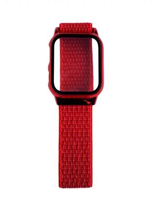 Ремешок nylon с защитным чехлом для активного отдыха apple watch 42 44 45 49 мм красный
