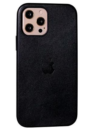 Чехол leather case для iphone 16 plus черный противоударный с magsafe защита от ударов и зарядка