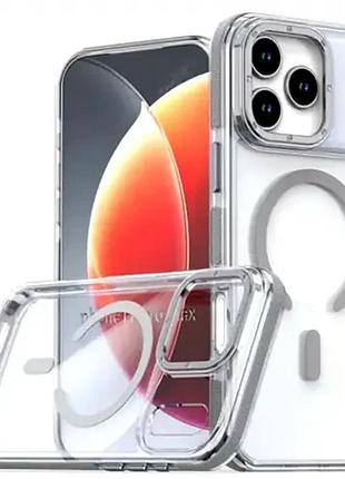Чехол силиконовый для iphone 17 pro max серый противоударный с magsafe защита от падений и ударов